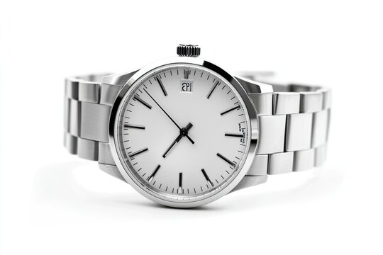 Silver watch isolated on white background