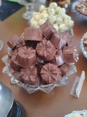 Chocolate bonbon filled with hazelnut cream