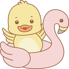 Cute Duck vector icon. Funny baby Duck animal series stock illustration. life of fluffy Duck designs.