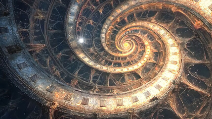 Obraz premium Time travel futuristic portal mystical clock background wallpaper