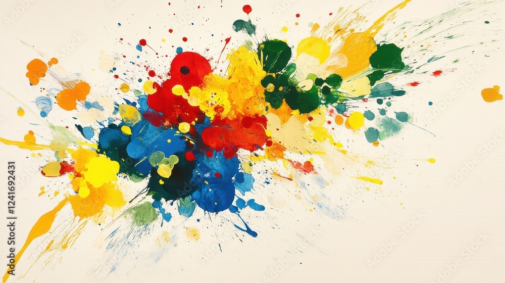 Poster abstract colorful splash of paint on canvas background design
