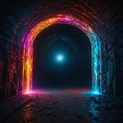 "Multiverse Portal Opening" &ndash; A glowing gateway revealing different parallel universes in vivid colors.