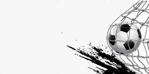 A realistic ball hits the gate on a transparent background