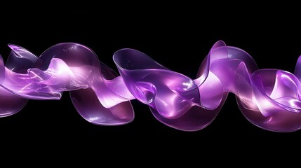Obraz premium Abstract Flowing Purple Ribbon on Black Background for Design Use