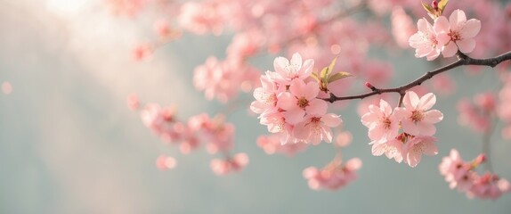 Fototapeta premium Gorgeous and beautiful spring pink cherry blossom background
