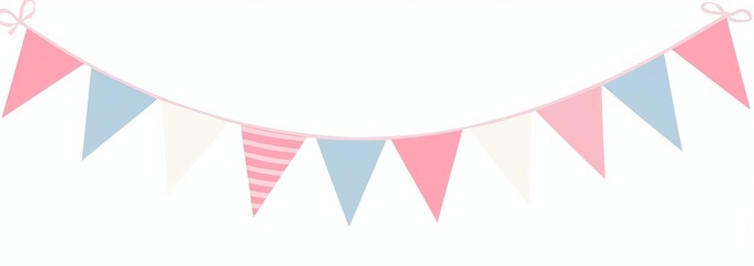 Obraz premium Cute pink and light blue triangular flag garland banner