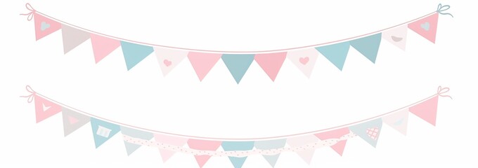 Cute pink and light blue triangular flag garland banner