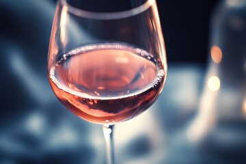 A close-up shot of a glass of wine on a table, perfect for use in food and drink related content