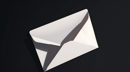 A white envelope with a black background