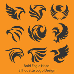 Bold Eagle Head Silhouette Logo Design