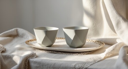 Elegant Tea Service with Modern Ceramic Cups