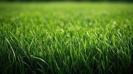 A close-up view of lush green grass with blades varying in length and texture