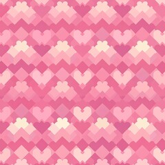 Pink heart pattern with three shades of pink, creating depth and movement through overlapping hearts