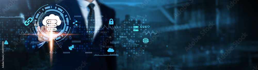 Aufkleber web hosting: cloud infrastructure, server management, data security, uptime monitoring, resource all