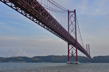 25 april bridge in lisbon by sailing along the tajo estuary