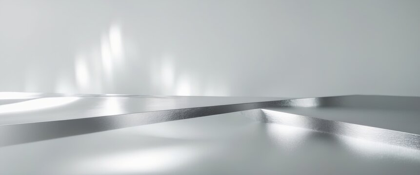 Abstract background with light reflecting off a silver surface