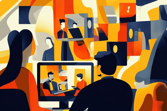 set flat vector illustration design style concept. business cartoon character design. team working and online video conference meeting. business planning. data analytics. finance investment