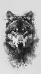 Wolf portrait wild animal wildlife nature powerful hunter predator strong alpha leader black white.