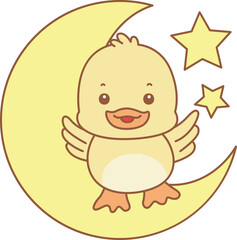 Cute Duck vector icon. Funny baby Duck animal series stock illustration. life of fluffy Duck designs.