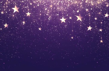 Purple gradient background with falling stars and sparkles
