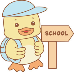 Cute Duck vector icon. Funny baby Duck animal series stock illustration. life of fluffy Duck designs.