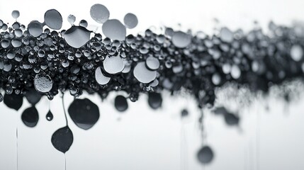 Fototapeta premium B&W photo of water droplets on black-white balloon line