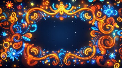 Festive Neon Frame, Party Background