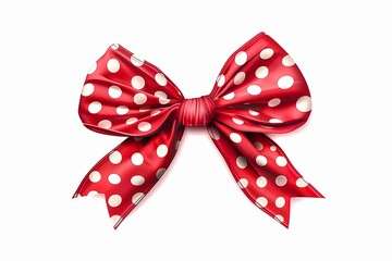 Red bow with white dots isolated on a white background