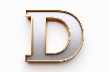 Letter D designed with new and clean metallic effect texture isolated on white background