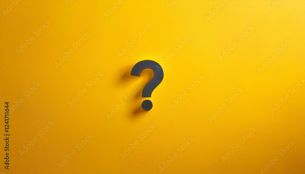 Fototapete Question mark on yellow background. 3D rendering. FAQ and QA. Problem solution.