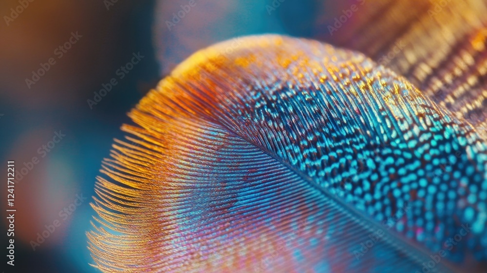 Poster close-up view of individual feather plumes with intricate details and patterns
