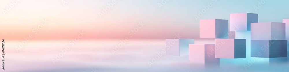 Aufkleber surreal arrangement of floating squares glowing softly with pastel tones creating abstract and dream