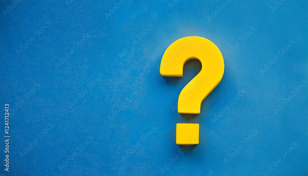 Fototapete Question mark on blue background. 3D rendering. FAQ and QA. Problem solution.
