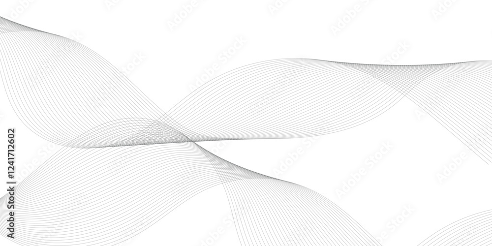 Poster abstract wavy grey stream element for design on transparent background isolated. wavy white and grey