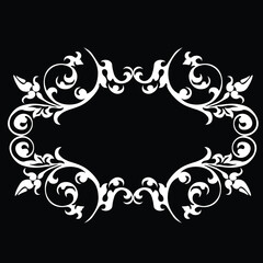 Floral Design A classic black and white floral design element featuring elegant, curved leaves and intricate detailing. Ornamental Perfect for use in decorative borders, logos