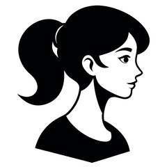 Simple black and white female avatar icon