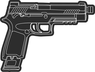  Icon in the form of a silhouette of the new standard army pistol, the SIG Sauer M17 silhouette in black.