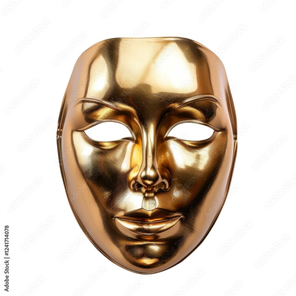 Poster golden mask with shiny surface and eye cutouts for mysterious and elegant expressions