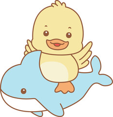 Cute Duck vector icon. Funny baby Duck animal series stock illustration. life of fluffy Duck designs.