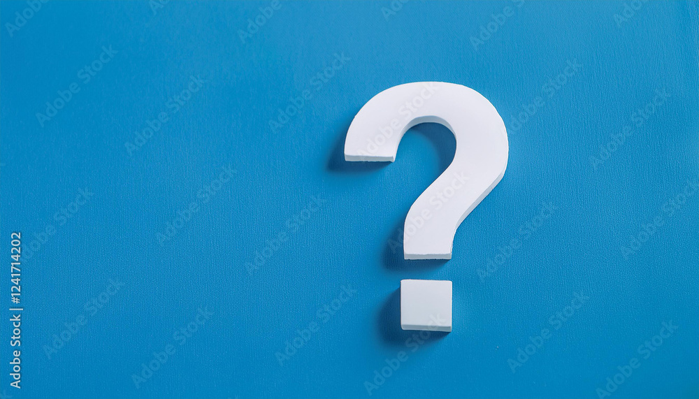 Aufkleber Question mark on blue background. 3D rendering. FAQ and QA. Problem solution.