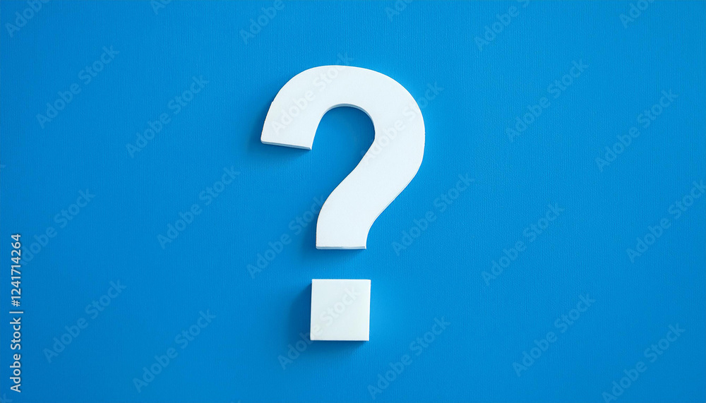 Aufkleber Question mark on blue background. 3D rendering. FAQ and QA. Problem solution.