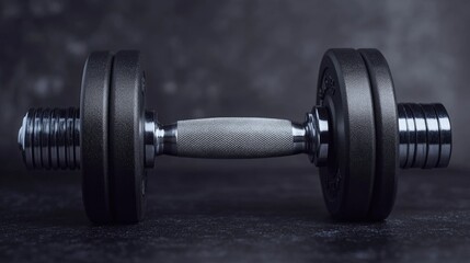 Obraz premium A close-up shot of a pair of dumbbells placed on a table, great for fitness and exercise concepts