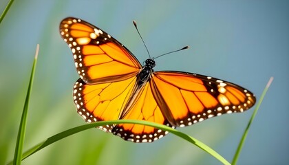 Obraz premium a close up of a butterfly on a plant
