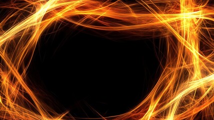 Naklejka premium Fiery swirls frame, dark background, energy