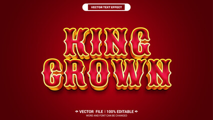 King crown shiny gold luxury style editable 3d vector text effect