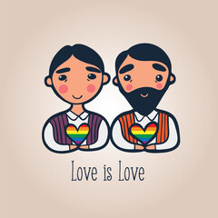 Gay Couple Cute Vector Illustration