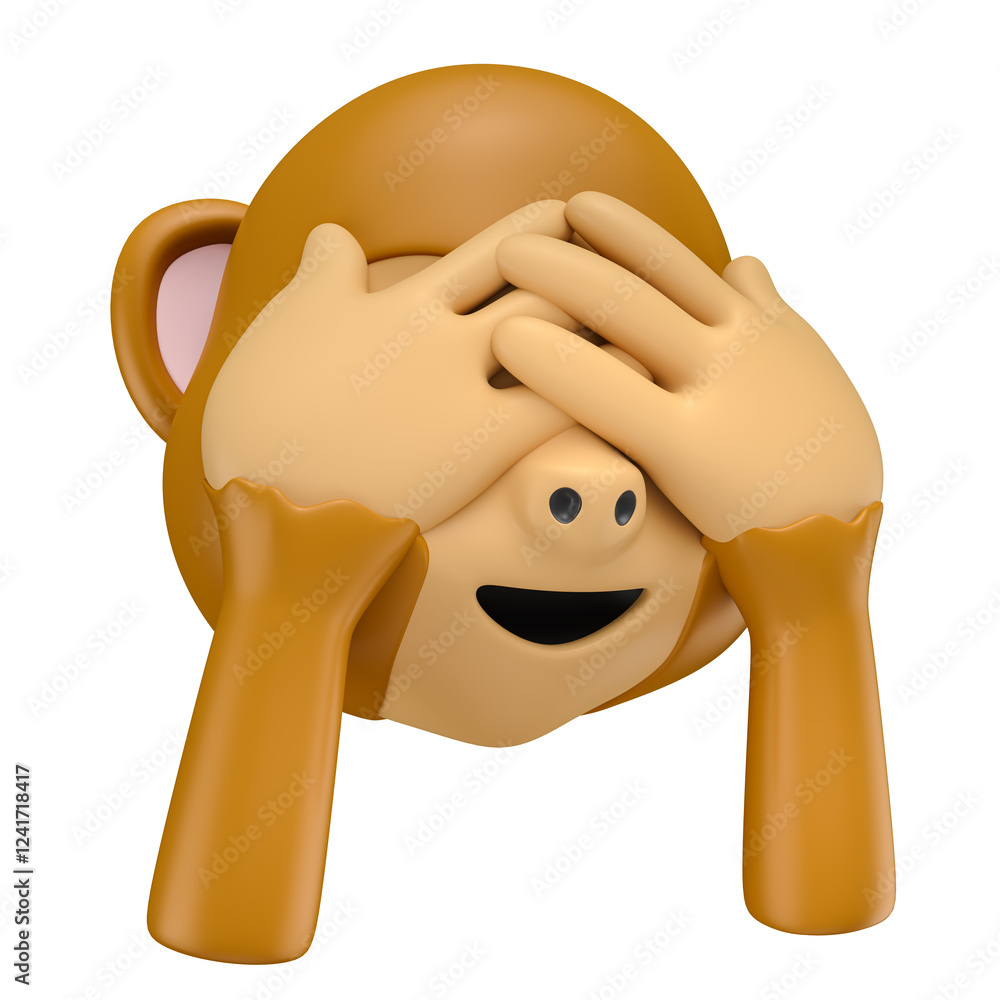 Canvas Prints see no evil monkey emoji in 3d render with transparent background