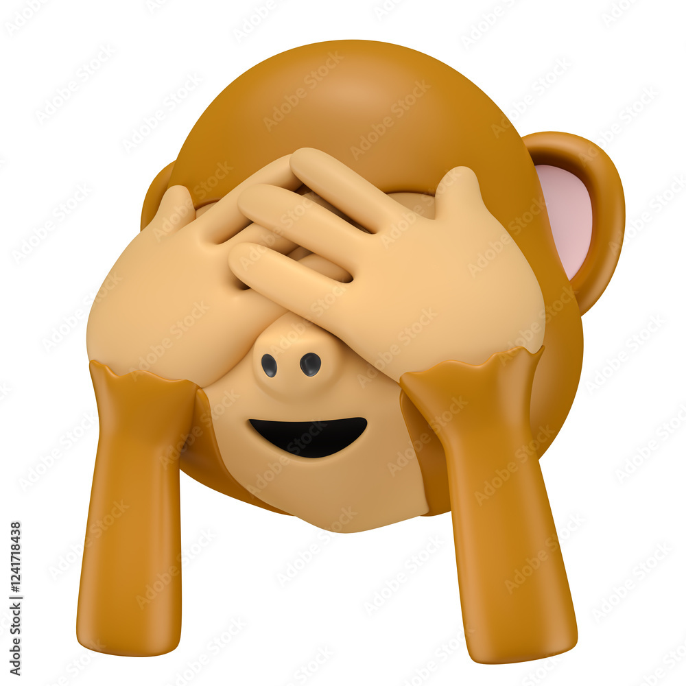 Canvas Prints see no evil monkey emoji in 3d render with transparent background