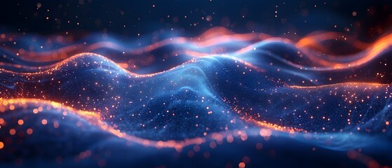 Dazzling Dynamic Waves of Luminous Particles Flowing Through Vibrant Cosmic Background