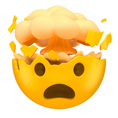 Mind Blown Emoji with Exploding Head in 3D Renderwith transparent background